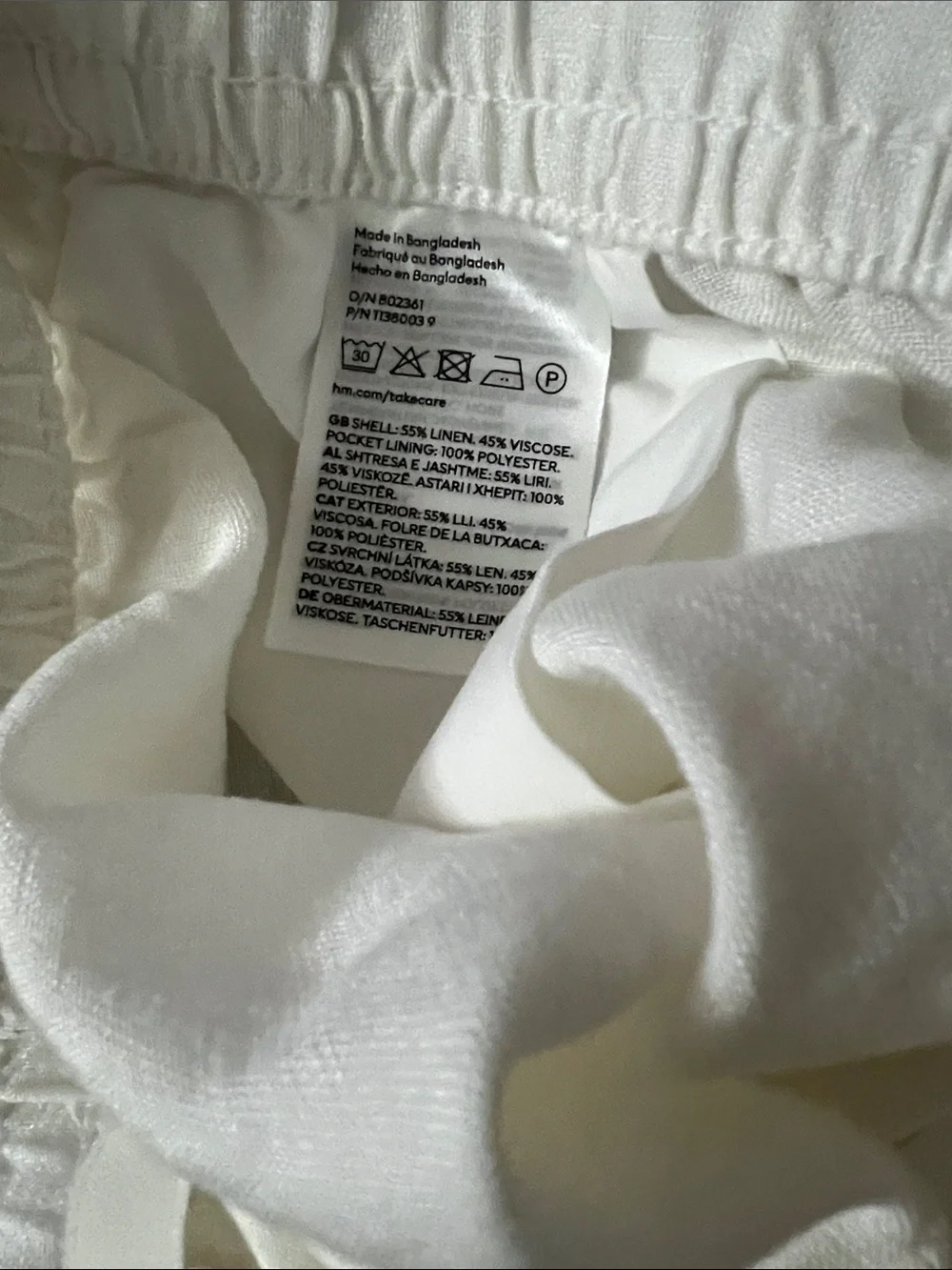 H&M White Women’s Linen-Blend Drawstring Pants